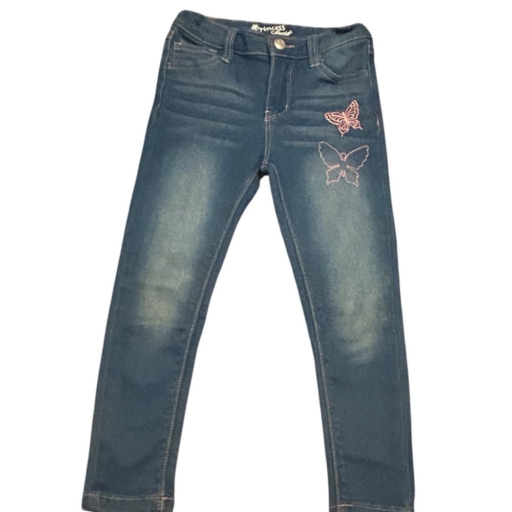 Princess Collection Girls Jeans Size Adjustable‎ Waist Butterfly Applique